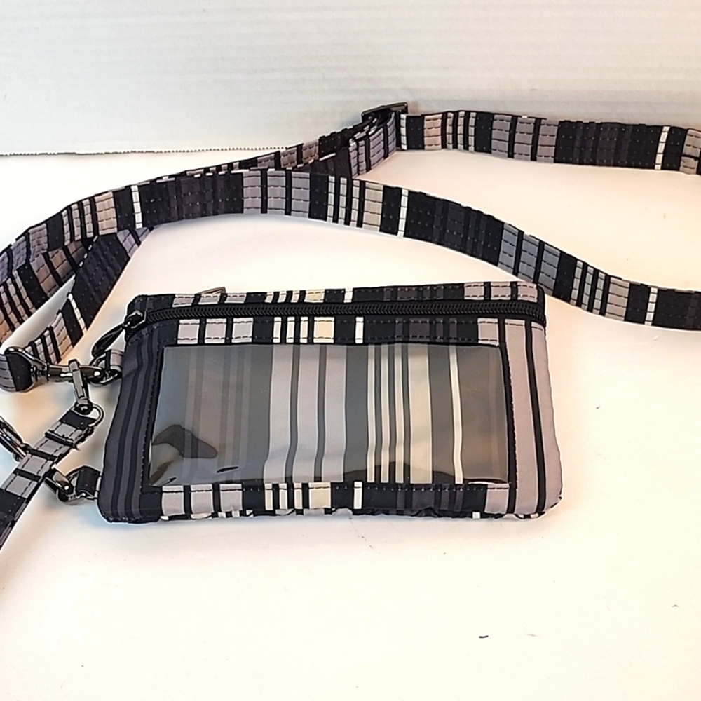Lug Crossbody Bag in Black and Gray Stripes
